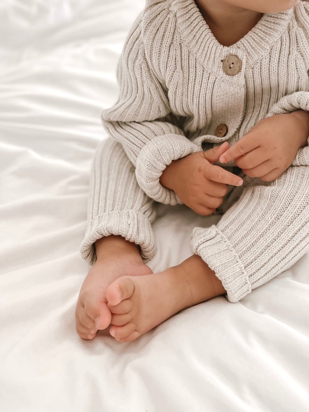 OAT kids grey Marle ribbed knit playsuit 1-2y